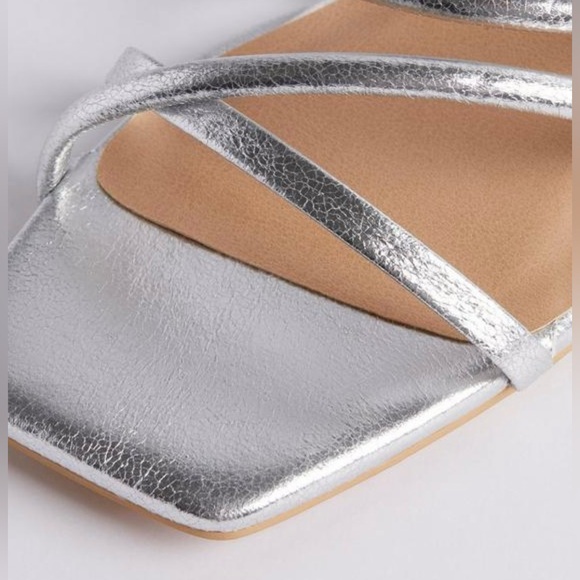 Strappy Silver Wide Width Torrid Micro Kitten Heel Sandal - Picture 4 of 6